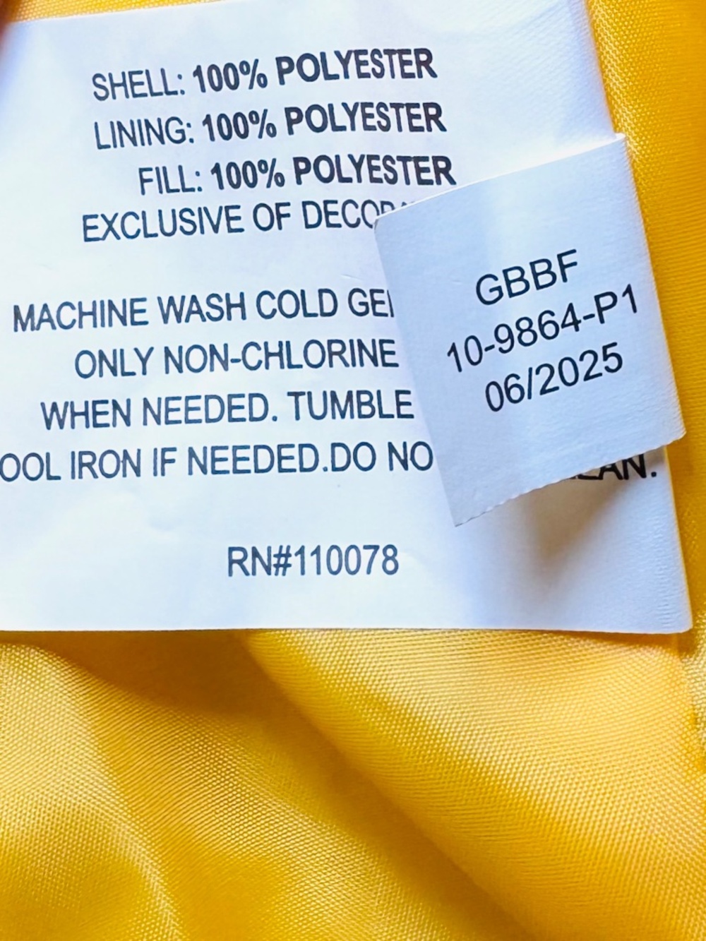 U.S. Polo Assn. Men's XL Puffer Vest Butter Yellow Quilted Midweight Zip New - Picture 8 of 12
